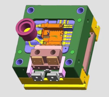 Cross-section view of a die casting mould showing core, cavity, and cooling channels.